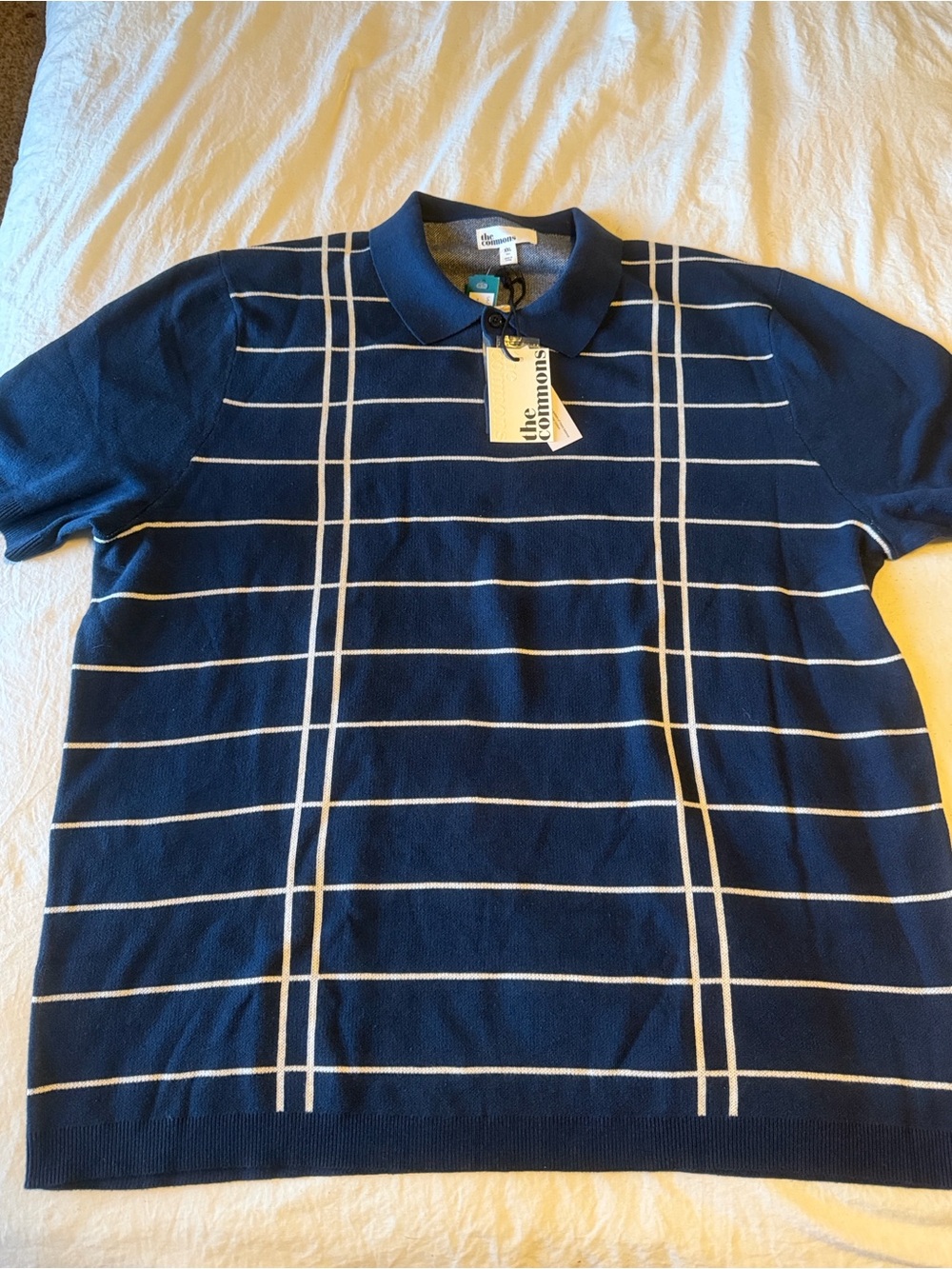 Navy Grid Short-Sleeve Polo